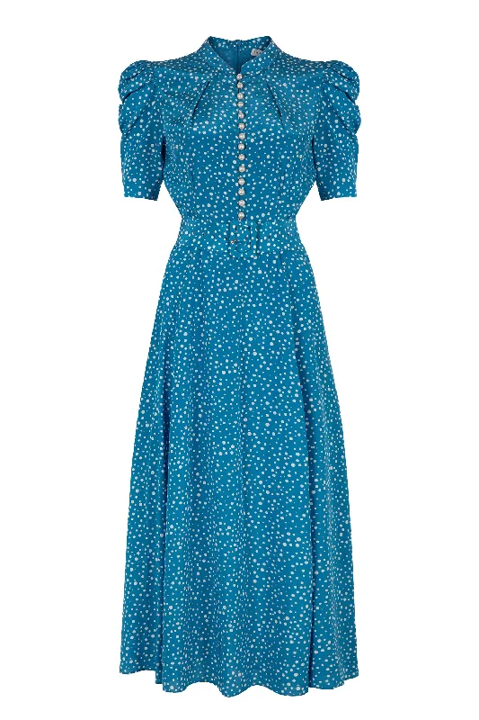 Ahana Bright Blue Polka Dress