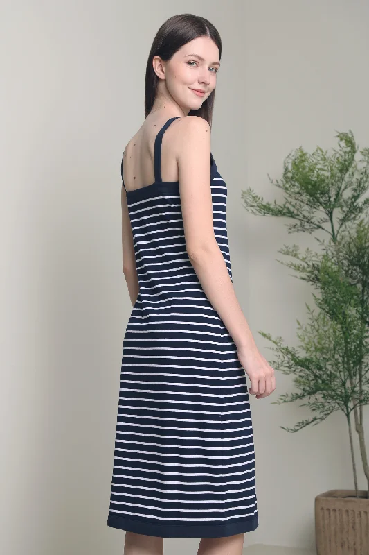 Colin Stripe Midi Dress Navy