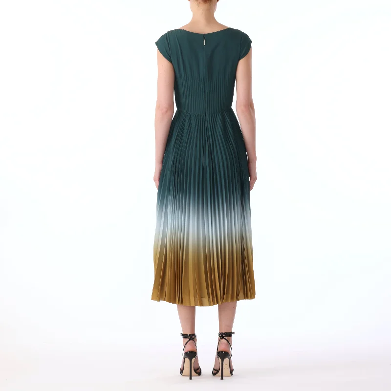 DIP DYE MAROCAINE CREPE PLEATED DRESS