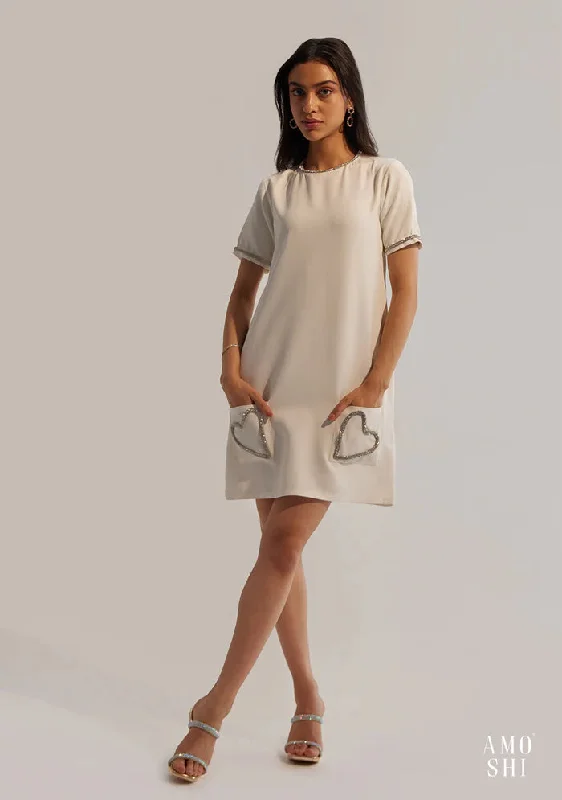 Women's Relaxed fit  Dress with Handmade Pocket Heart details