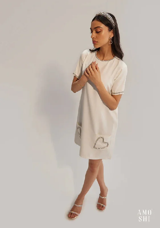 Women's Relaxed fit  Dress with Handmade Pocket Heart details