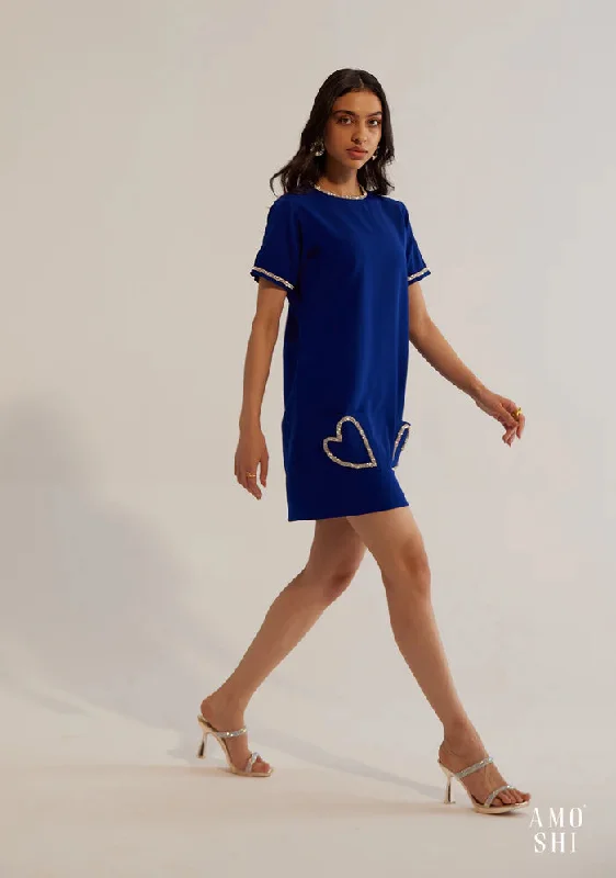 Women's Relaxed fit  Dress with Handmade Pocket Heart details