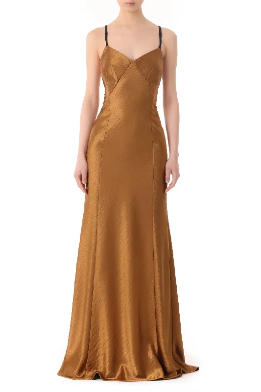 LOW BACK HAMMERED  SATIN GOWN