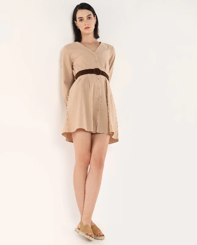 Rareism Women's Nami Beige Plain Dress