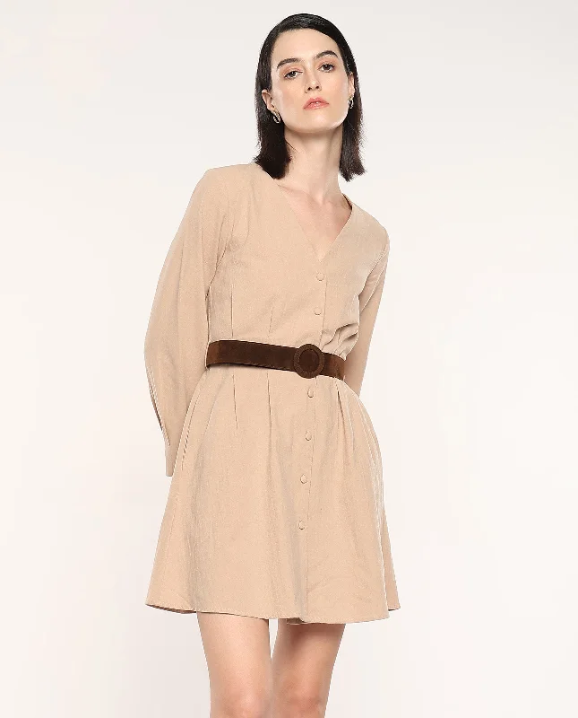 Rareism Women's Nami Beige Plain Dress