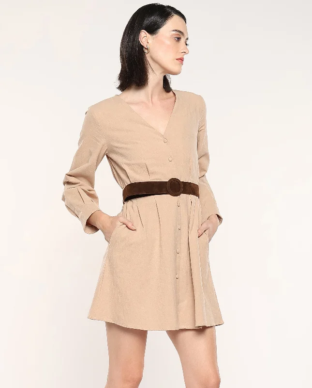 Rareism Women's Nami Beige Plain Dress