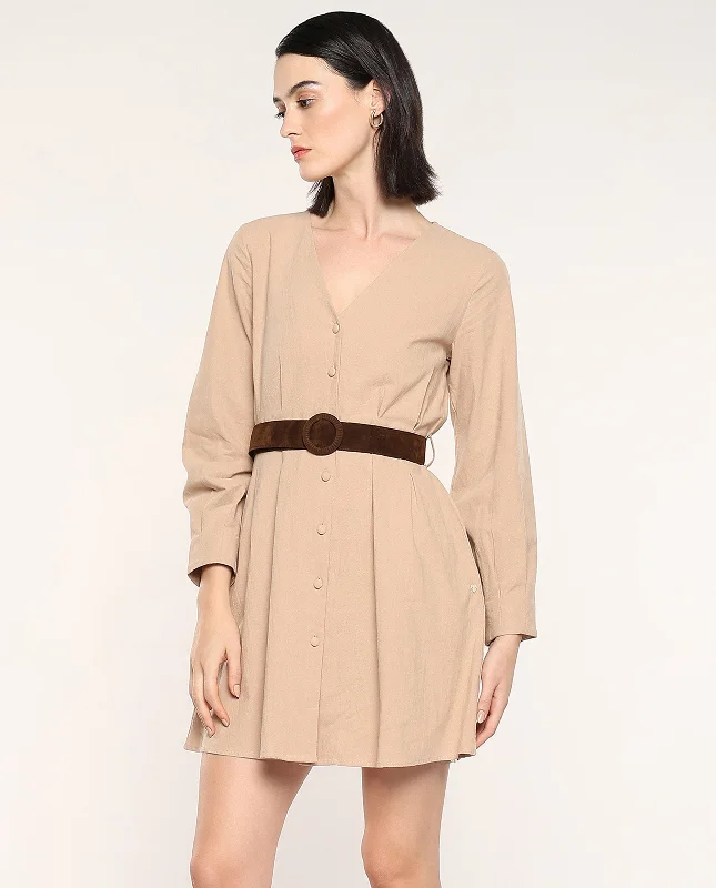 Rareism Women's Nami Beige Plain Dress