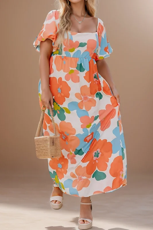 Plus Size Floral Short Sleeve Dress