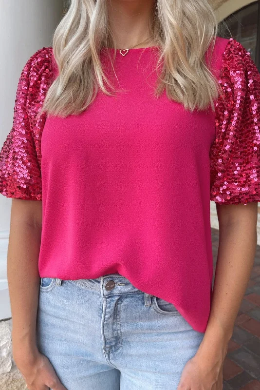 Sequin Puff Sleeve Top