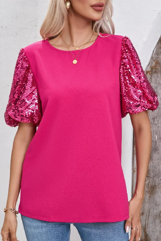 Sequin Puff Sleeve Top