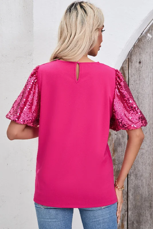 Sequin Puff Sleeve Top