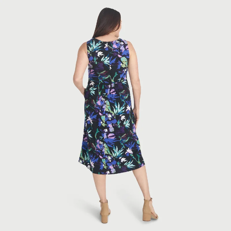 Tatyana Violet Floral X-Neck Dress