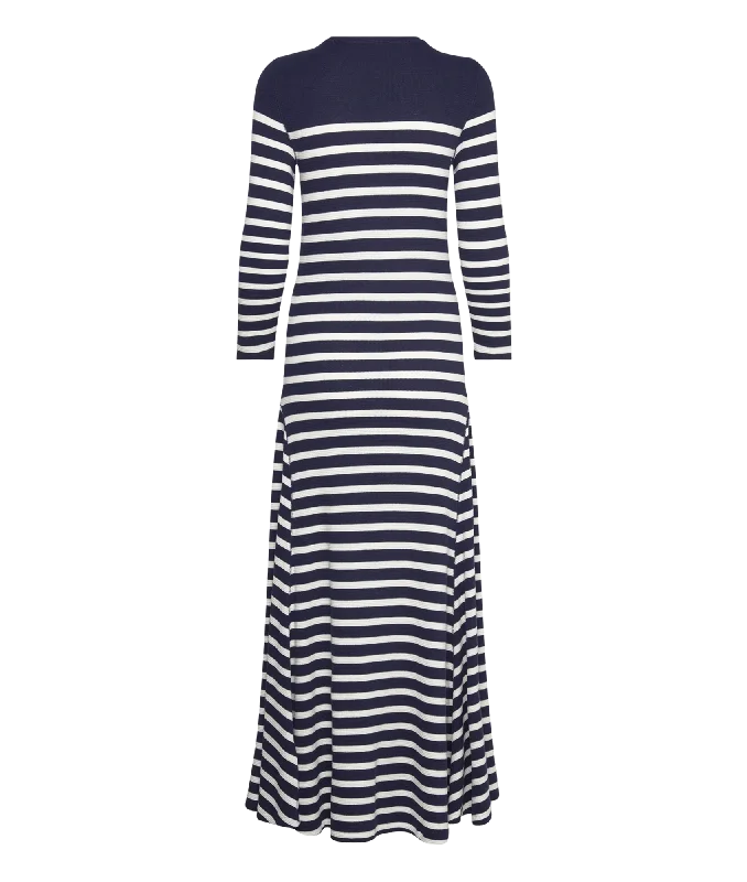 Striped Waffle-Knit Dress - Maxi dress - Navy