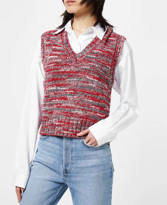 60S Sweater Vest In Red Multi