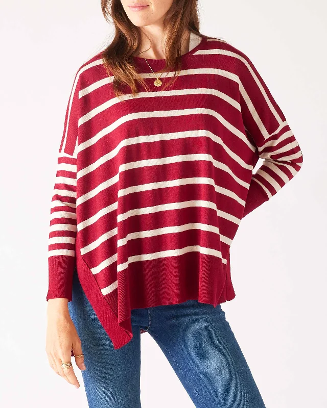 Burgundy/Sand Stripes / OS