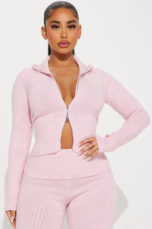 Baddie Energy Sweater Pant Set - Pink