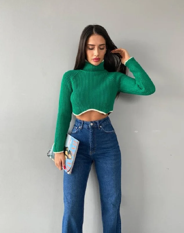 Bclout/QINSI 2023 Autumn Winter Elegant Female Jumper Long Sleeve Sexy Slim Turtleneck Crop Sweater Women Knitted Pullover