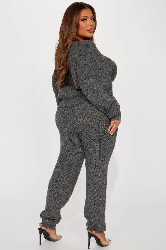 Being Myself Sweater Pant Set - Charcoal