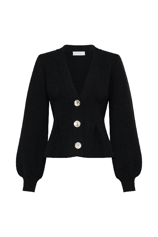 Beverly Knit Cinched Cardigan - Black