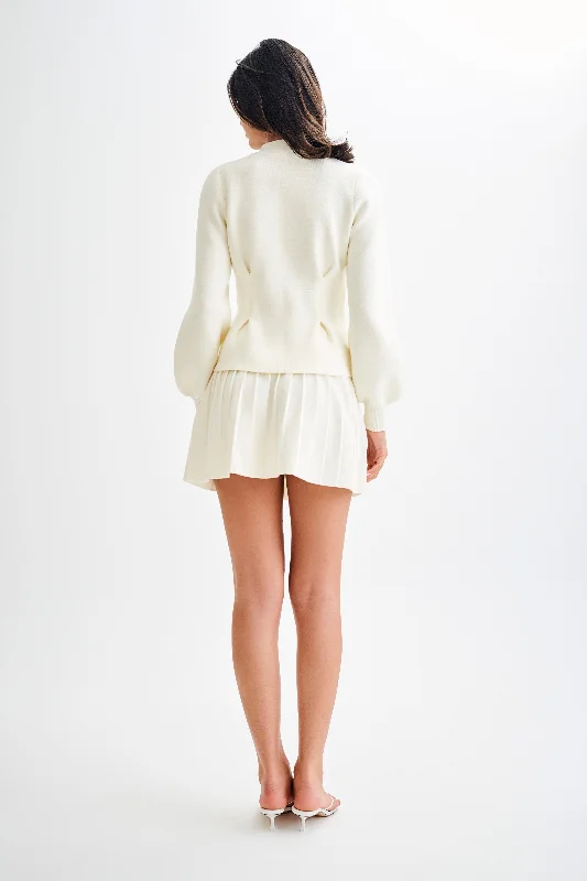 Beverly Knit Cinched Cardigan - Ivory