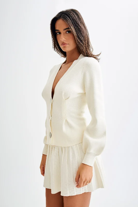 Beverly Knit Cinched Cardigan - Ivory