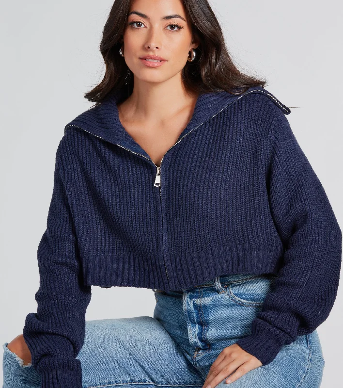 Casually Classic Collared Zip-Front Sweater