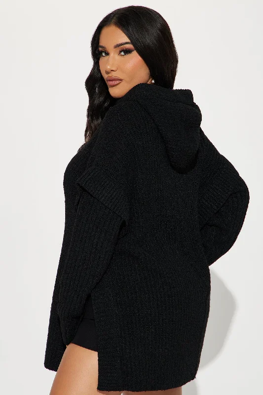 Comfy and Chill Hooded Sweater - Black