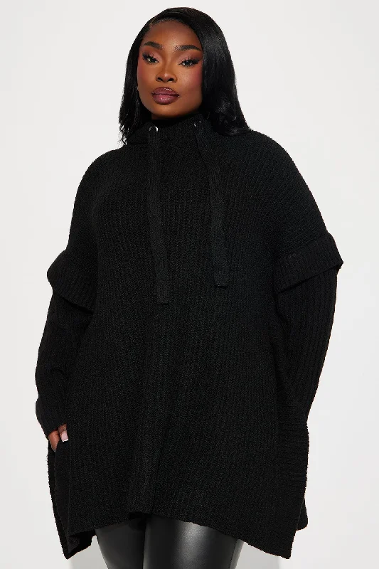 Comfy and Chill Hooded Sweater - Black