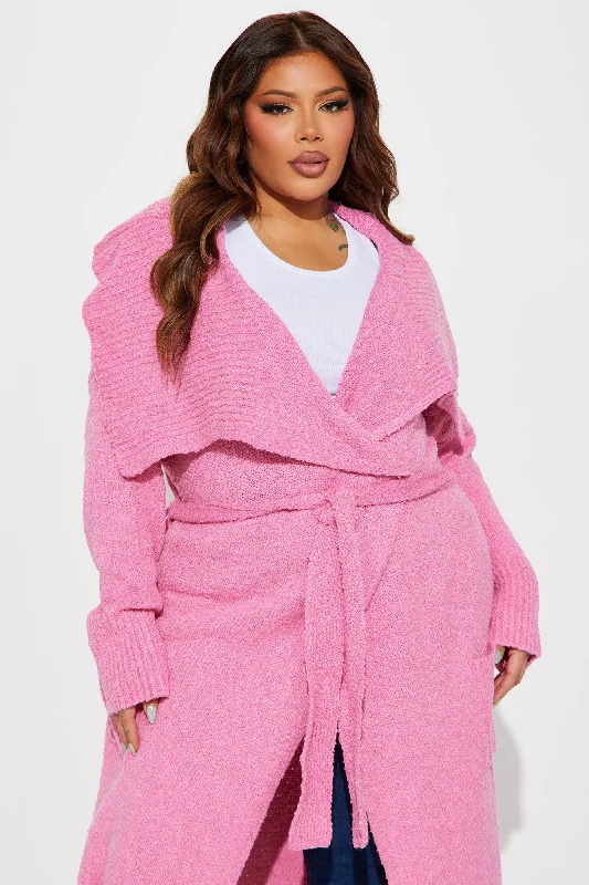 Coziest Feeling Cardigan - Pink