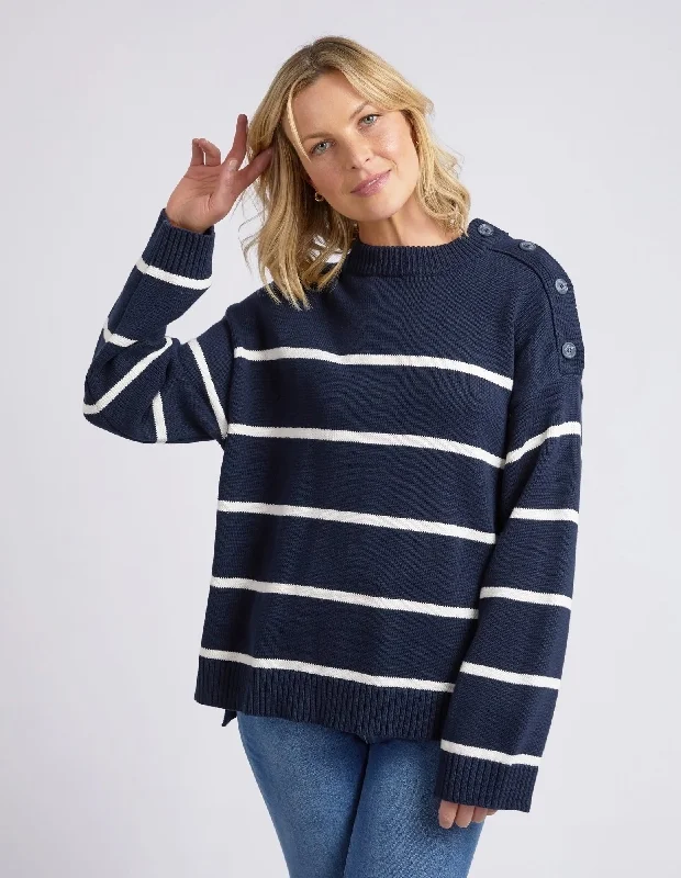 Elm Iris Stripe Knit Navy/ Winter White Stripe