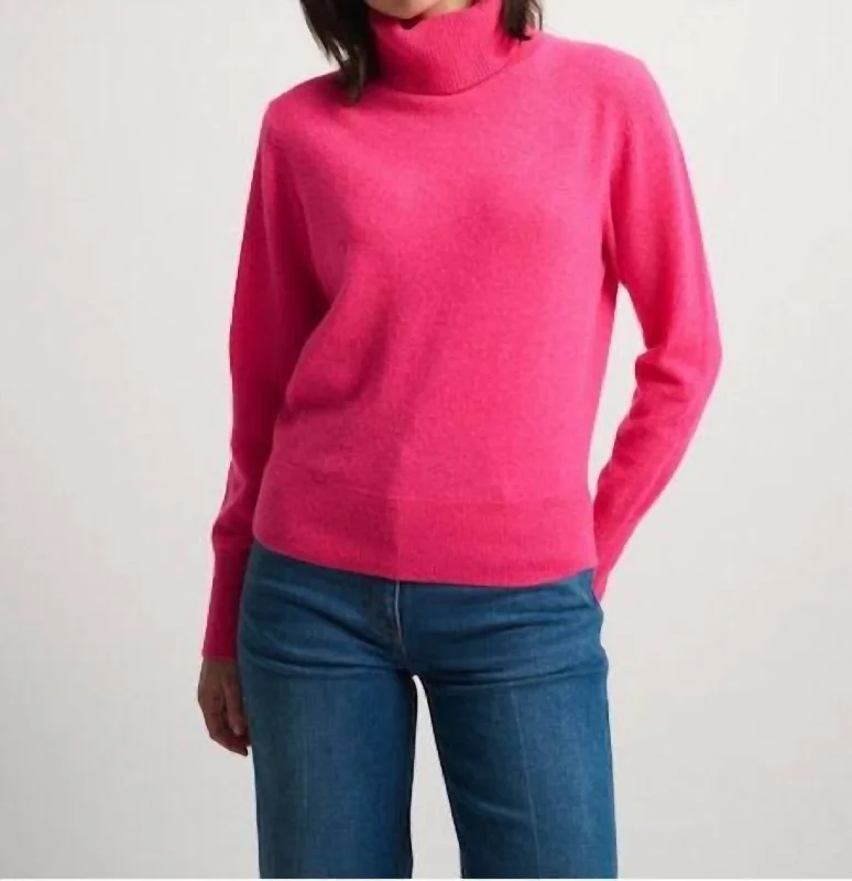 Essential Cashmere Turtleneck Sweater In Bright Rose