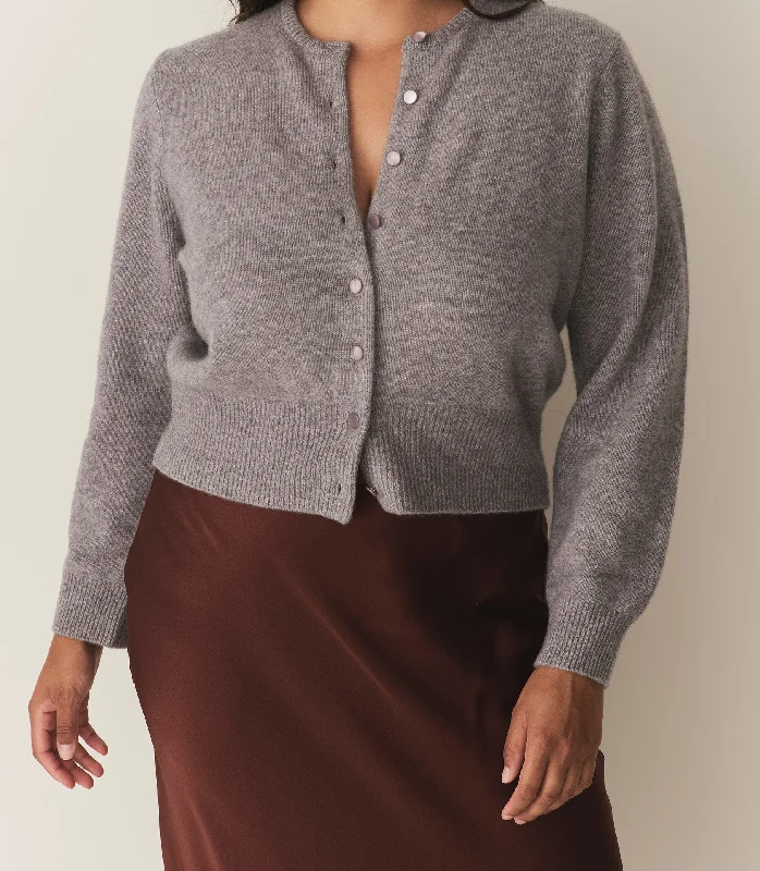 FAIRCHILD CASHMERE CARDIGAN -- PEBBLE GREY