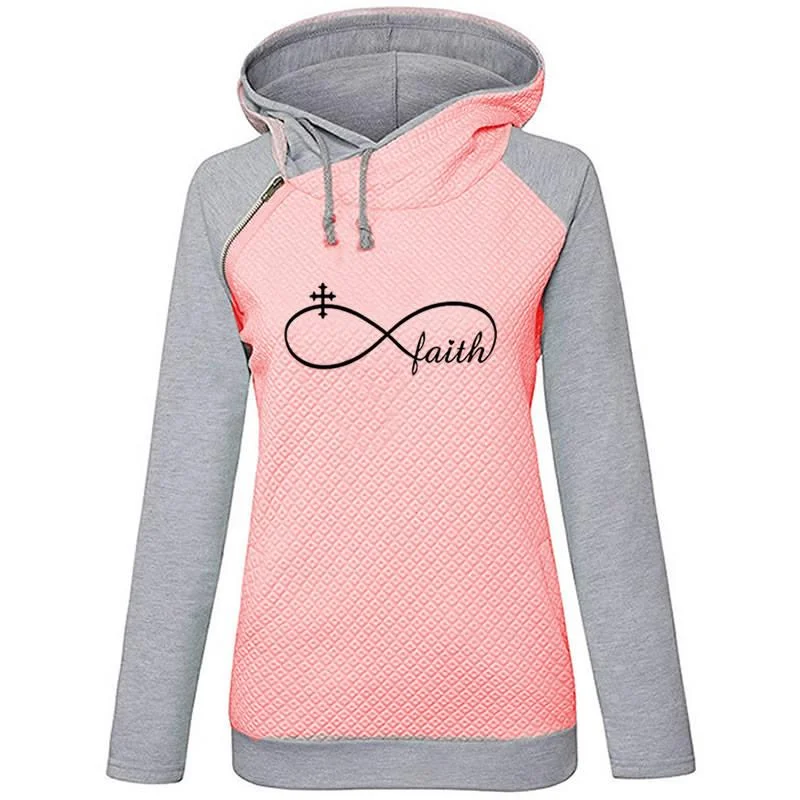 Faith XXXL Hoodies Sweatshirt Apparel Latest Design Autumn Winter Zipper Women Double Hooded Pullover Sweatshirt Wholesale Tops