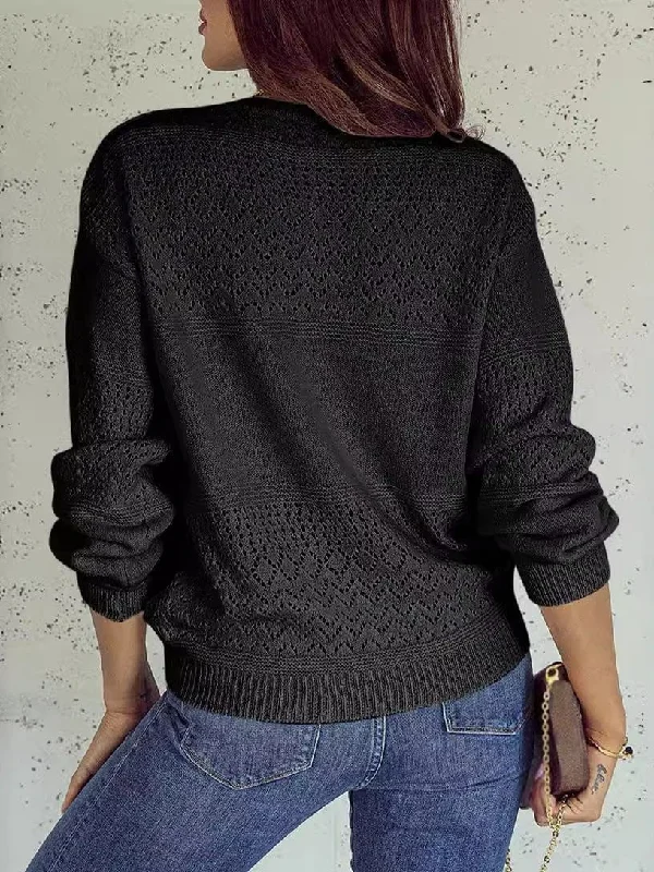 Versatile Casual Women's Solid Color Pullover Sweater with Loose Fit