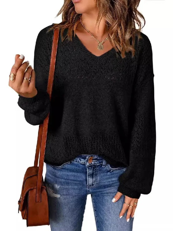 Versatile Casual Women's Solid Color Pullover Sweater with Loose Fit