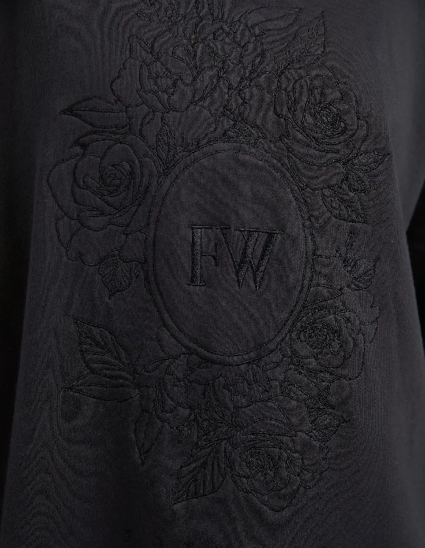 Foxwood Border Rose Crew Black