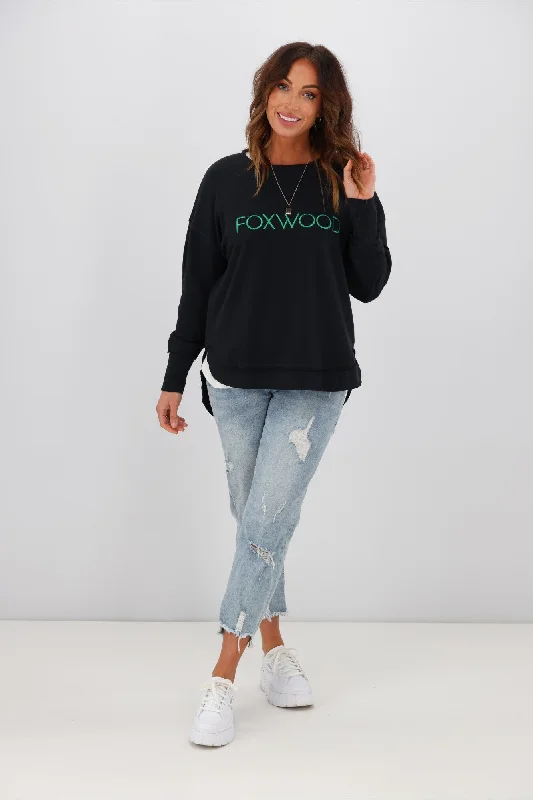 Foxwood Metallic Simplified Crew Black