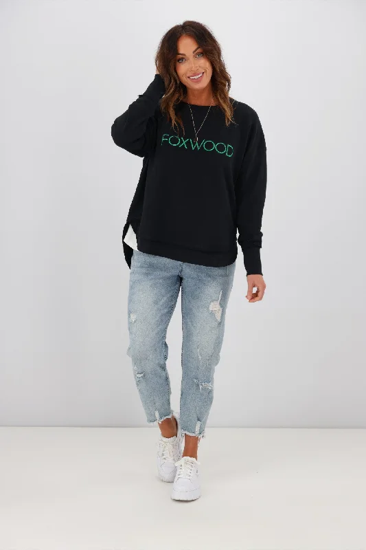 Foxwood Metallic Simplified Crew Black