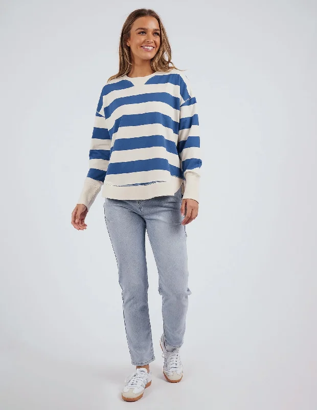 Foxwood Striped Delilah Crew Denim Blue