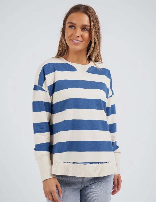 Foxwood Striped Delilah Crew Denim Blue