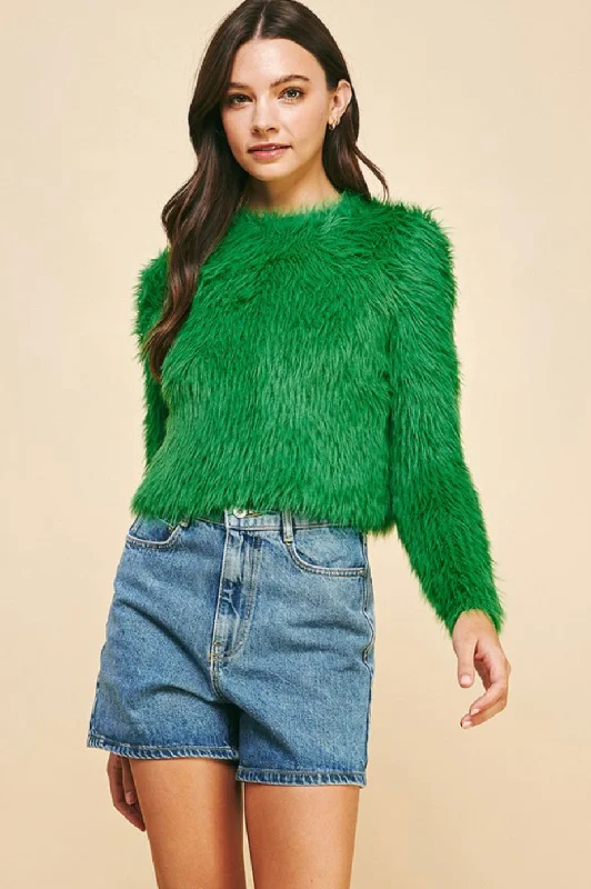 FUZZY SWEATER IN GREEN