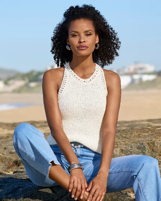 High Neck Sweater Tank Off White