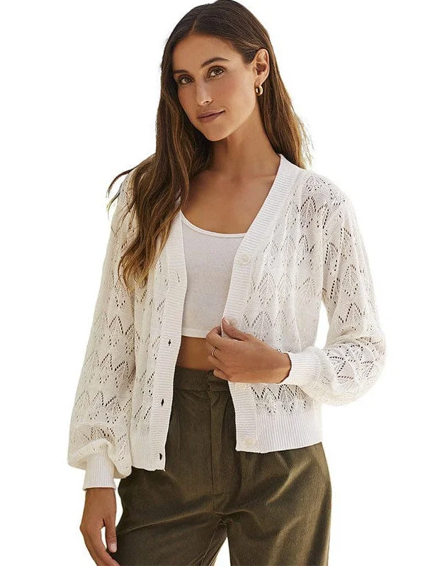 Versatile Loose Shell Pattern Cardigan Sweater Top Jacket for Women's