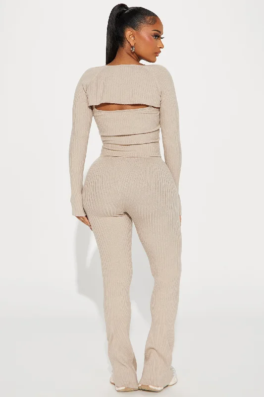 Justine 3 Piece Sweater Pant Set - Mocha