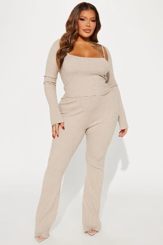 Justine 3 Piece Sweater Pant Set - Mocha