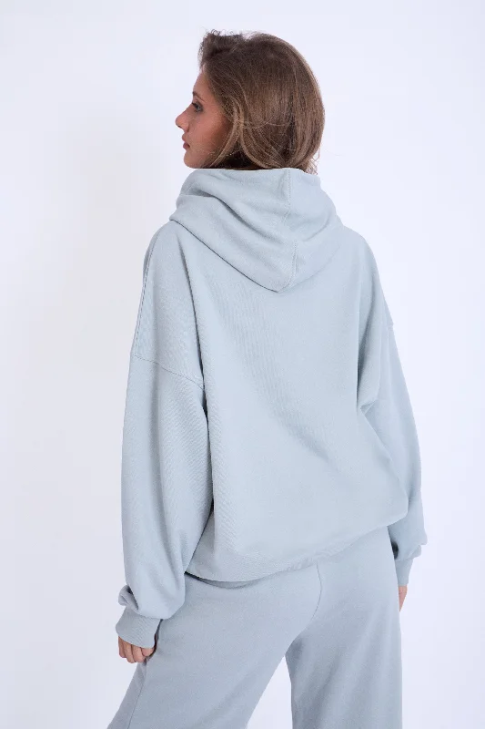 Kaiia Design Embroidered Bubble Logo Oversized Hoodie Foam Blue