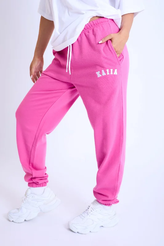 Kaiia Logo Cuffed Joggers Hot Pink