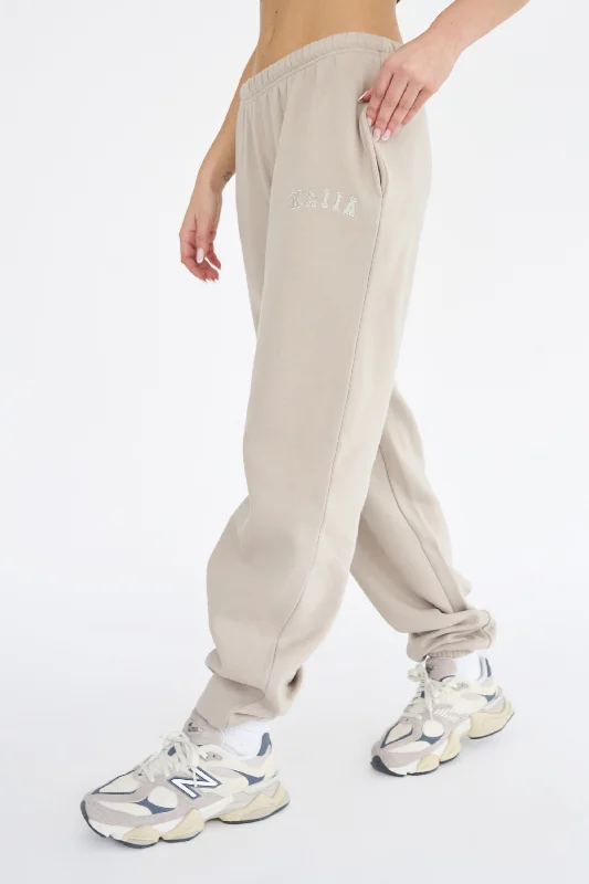 Kaiia Logo Cuffed Joggers Stone