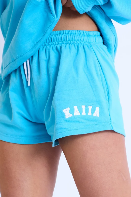 Kaiia Logo Mini Sweat Shorts Turquoise