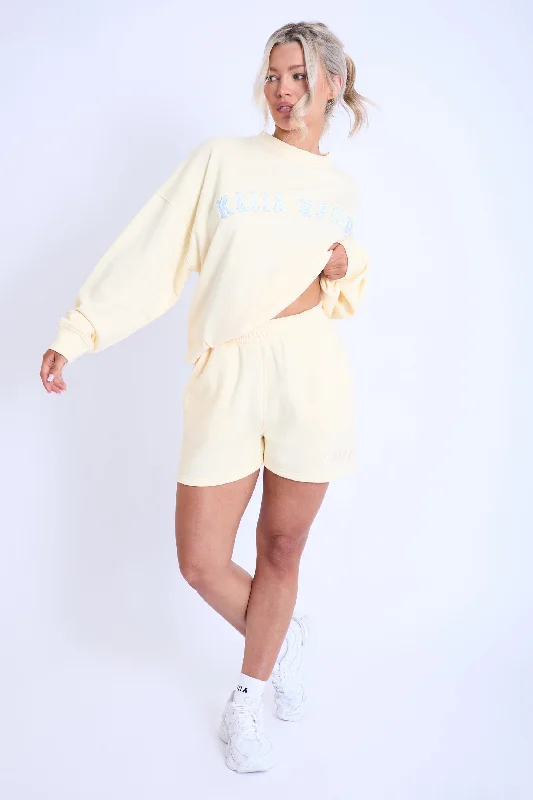 Kaiia Sport Oversized Sweatshirt Lemon & Light Blue